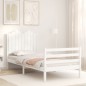 vidaXL Estructura de cama con cabecero madera maciza blanco vidaXL Estructura de cama con cabecero madera maciza blanco
