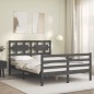 vidaXL Estructura de cama con cabecero madera maciza gris 140x190 cm vidaXL Estructura de cama con cabecero madera maciza gris 140x190 cm