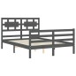 vidaXL Estructura de cama con cabecero madera maciza gris 140x190 cm vidaXL Estructura de cama con cabecero madera maciza gris 140x190 cm