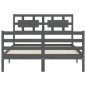 vidaXL Estructura de cama con cabecero madera maciza gris 140x190 cm vidaXL Estructura de cama con cabecero madera maciza gris 140x190 cm