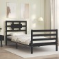 vidaXL Estructura de cama con cabecero madera maciza negro 100x200 cm vidaXL Estructura de cama con cabecero madera maciza negro 100x200 cm
