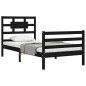 vidaXL Estructura de cama con cabecero madera maciza negro 100x200 cm vidaXL Estructura de cama con cabecero madera maciza negro 100x200 cm