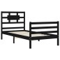 vidaXL Estructura de cama con cabecero madera maciza negro 100x200 cm vidaXL Estructura de cama con cabecero madera maciza negro 100x200 cm