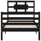 vidaXL Estructura de cama con cabecero madera maciza negro 100x200 cm vidaXL Estructura de cama con cabecero madera maciza negro 100x200 cm