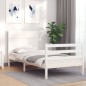 vidaXL Estructura de cama con cabecero madera maciza blanco 90x200 cm vidaXL Estructura de cama con cabecero madera maciza blanco 90x200 cm