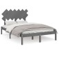 vidaXL Estructura de cama doble madera maciza gris 135x190 cm vidaXL Estructura de cama doble madera maciza gris 135x190 cm