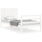 vidaXL Estructura de cama con cabecero madera maciza blanco 90x200 cm vidaXL Estructura de cama con cabecero madera maciza blanco 90x200 cm