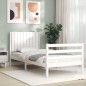 vidaXL Estructura de cama con cabecero madera maciza blanco 90x200 cm vidaXL Estructura de cama con cabecero madera maciza blanco 90x200 cm