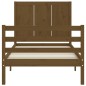 vidaXL Estructura cama con cabecero madera maciza marrón miel 90x200cm vidaXL Estructura cama con cabecero madera maciza marrón miel 90x200cm