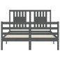 vidaXL Estructura de cama con cabecero madera maciza gris 140x190 cm