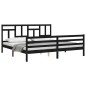 vidaXL Estructura de cama con cabecero madera maciza negro 200x200 cm vidaXL Estructura de cama con cabecero madera maciza negro 200x200 cm