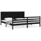 vidaXL Estructura de cama con cabecero madera maciza negro 200x200 cm vidaXL Estructura de cama con cabecero madera maciza negro 200x200 cm