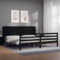 vidaXL Estructura de cama con cabecero madera maciza negro 200x200 cm vidaXL Estructura de cama con cabecero madera maciza negro 200x200 cm