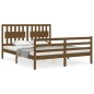 vidaXL Estructura de cama matrimonio con cabecero madera marrón miel vidaXL Estructura de cama matrimonio con cabecero madera marrón miel