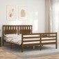 vidaXL Estructura de cama matrimonio con cabecero madera marrón miel vidaXL Estructura de cama matrimonio con cabecero madera marrón miel
