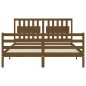 vidaXL Estructura de cama matrimonio con cabecero madera marrón miel vidaXL Estructura de cama matrimonio con cabecero madera marrón miel