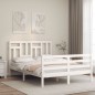 vidaXL Estructura cama de matrimonio con cabecero madera maciza blanco vidaXL Estructura cama de matrimonio con cabecero madera maciza blanco