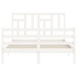 vidaXL Estructura cama de matrimonio con cabecero madera maciza blanco vidaXL Estructura cama de matrimonio con cabecero madera maciza blanco
