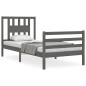 vidaXL Estructura de cama con cabecero madera maciza gris 90x200 cm vidaXL Estructura de cama con cabecero madera maciza gris 90x200 cm