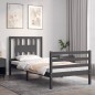 vidaXL Estructura de cama con cabecero madera maciza gris 90x200 cm vidaXL Estructura de cama con cabecero madera maciza gris 90x200 cm