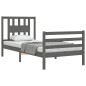 vidaXL Estructura de cama con cabecero madera maciza gris 90x200 cm vidaXL Estructura de cama con cabecero madera maciza gris 90x200 cm