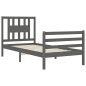 vidaXL Estructura de cama con cabecero madera maciza gris 90x200 cm vidaXL Estructura de cama con cabecero madera maciza gris 90x200 cm