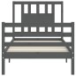 vidaXL Estructura de cama con cabecero madera maciza gris 90x200 cm vidaXL Estructura de cama con cabecero madera maciza gris 90x200 cm