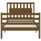 vidaXL Estructura cama y cabecero madera maciza marrón miel 100x200 cm vidaXL Estructura cama y cabecero madera maciza marrón miel 100x200 cm