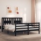 vidaXL Estructura de cama con cabecero madera maciza negro 160x200 cm vidaXL Estructura de cama con cabecero madera maciza negro 160x200 cm