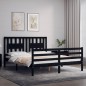 vidaXL Estructura de cama con cabecero madera maciza negro 160x200 cm vidaXL Estructura de cama con cabecero madera maciza negro 160x200 cm