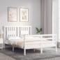 vidaXL Estructura de cama con cabecero madera maciza blanco 140x200 cm