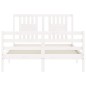 vidaXL Estructura de cama con cabecero madera maciza blanco 140x200 cm