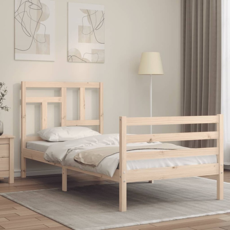 vidaXL Estructura de cama con cabecero madera maciza vidaXL Estructura de cama con cabecero madera maciza