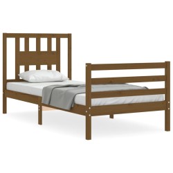 vidaXL Estructura cama y cabecero madera maciza marrón miel 100x200 cm
