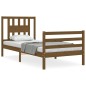 vidaXL Estructura cama y cabecero madera maciza marrón miel 100x200 cm vidaXL Estructura cama y cabecero madera maciza marrón miel 100x200 cm