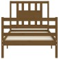 vidaXL Estructura cama y cabecero madera maciza marrón miel 100x200 cm vidaXL Estructura cama y cabecero madera maciza marrón miel 100x200 cm