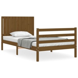 vidaXL Estructura cama y cabecero madera maciza marrón miel 100x200 cm