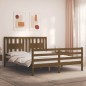 vidaXL Estructura de cama matrimonio con cabecero madera marrón miel vidaXL Estructura de cama matrimonio con cabecero madera marrón miel