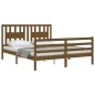 vidaXL Estructura de cama matrimonio con cabecero madera marrón miel vidaXL Estructura de cama matrimonio con cabecero madera marrón miel