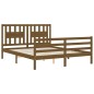 vidaXL Estructura de cama matrimonio con cabecero madera marrón miel vidaXL Estructura de cama matrimonio con cabecero madera marrón miel