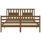vidaXL Estructura de cama matrimonio con cabecero madera marrón miel vidaXL Estructura de cama matrimonio con cabecero madera marrón miel