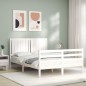 vidaXL Estructura de cama con cabecero madera maciza blanco 140x200 cm vidaXL Estructura de cama con cabecero madera maciza blanco 140x200 cm