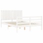 vidaXL Estructura de cama con cabecero madera maciza blanco 140x200 cm vidaXL Estructura de cama con cabecero madera maciza blanco 140x200 cm