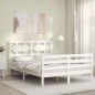 vidaXL Estructura de cama con cabecero madera maciza blanco 140x200 cm