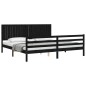 vidaXL Estructura de cama con cabecero madera maciza negro 200x200 cm