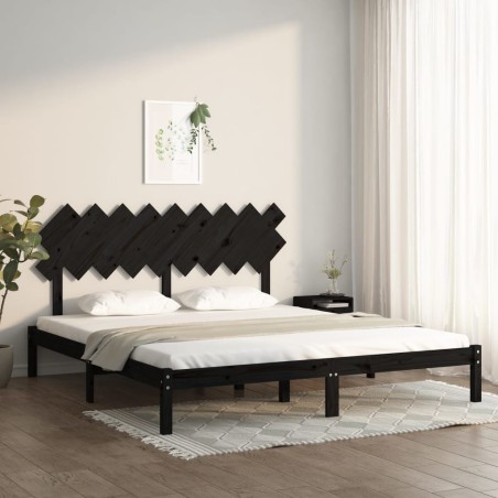 vidaXL Estructura de cama madera maciza negro super king 180x200 cm