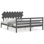 vidaXL Estructura de cama con cabecero madera maciza gris 160x200 cm vidaXL Estructura de cama con cabecero madera maciza gris 160x200 cm