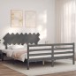 vidaXL Estructura de cama con cabecero madera maciza gris 160x200 cm vidaXL Estructura de cama con cabecero madera maciza gris 160x200 cm