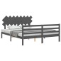 vidaXL Estructura de cama con cabecero madera maciza gris 160x200 cm vidaXL Estructura de cama con cabecero madera maciza gris 160x200 cm