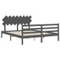 vidaXL Estructura de cama con cabecero madera maciza gris 160x200 cm vidaXL Estructura de cama con cabecero madera maciza gris 160x200 cm